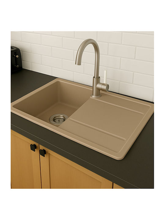 Unixton Chiuvetă Bucătărie Drop-In Din Granit Lichid L85xL50cm Maro