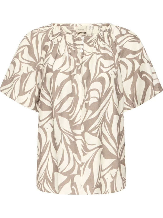 Women's Short Sleeve Brown Blouse