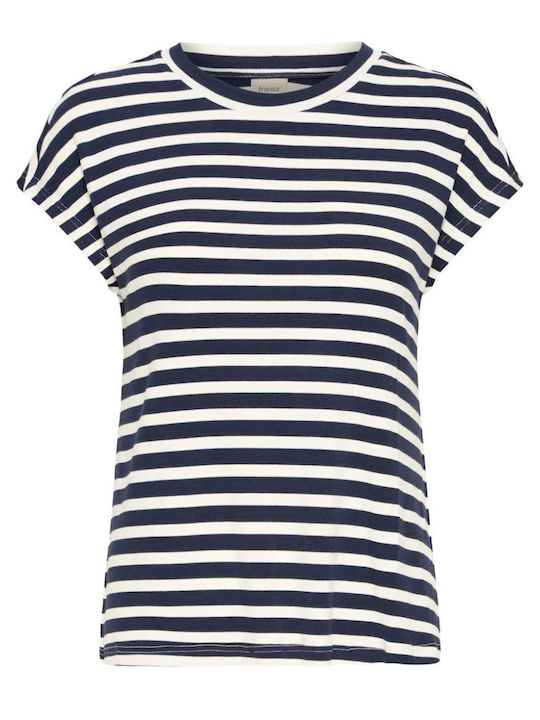 Women's Striped Navy Blue T-shirt