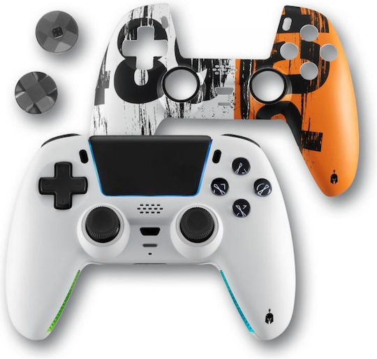 Spartan Gear Sarissa Ασύρματο Gamepad για PC / PS4 / PS5 / Switch White + one extra faceplate