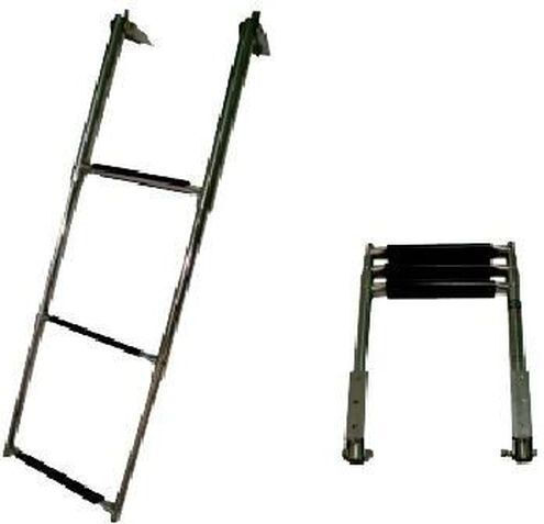 Eval Bootsleiter mit 3 Stufen Edelstahl-Klappplattformleiter mit 4 Stufen (geöffnet: 60 cm, geschlossen: 34 cm)