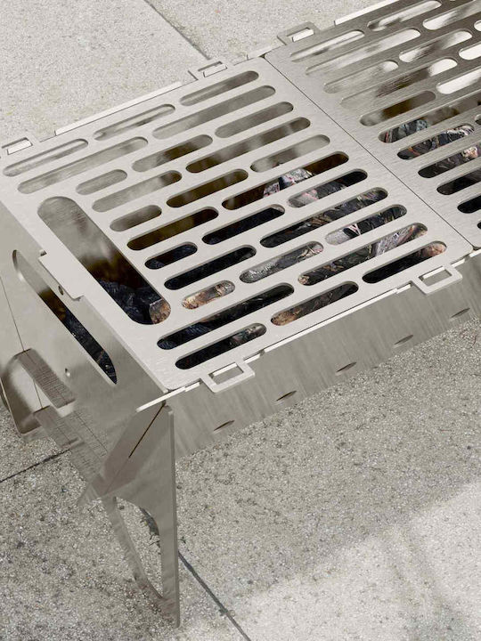 vidaXL Τζάκι Εξωτερικού Χώρου Μεταλλικό Ασημί 42x22x18cm