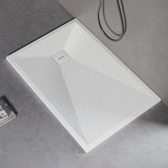 Rectangular Porcelain Shower White Slim 80x120x6.5cm