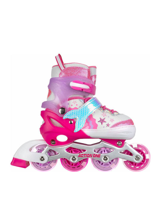 Action One Little Mermaid Adjustable Inline Skates Size M 35-38 Pink