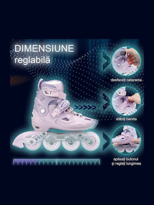 Action One Pastell Lila Einstellbare Inline Skates Größe S 28-31