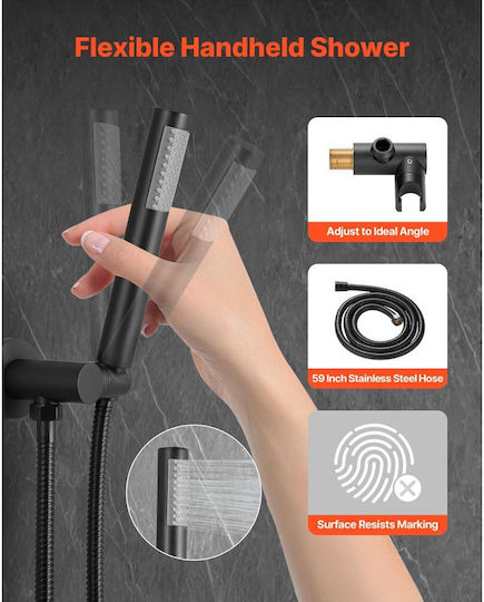 Vevor Built-in Mixer & Shower Head Set for Shower Black 197988527213