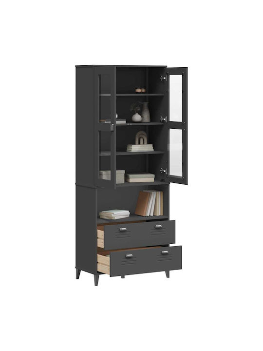 Boden Wohnzimmer-Vitrine mit Glas Charcoal Grey 80x40x200cm