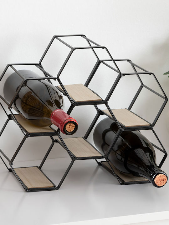Atmosphera A-S Hexa Tischplatte Flaschenhalter Metallisch für 6 Flaschen Black-Coffee 26x15x29.5εκ.