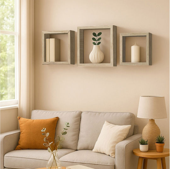 Cubes Wall Shelves Brown 3 Pieces 30x11.8x30cm