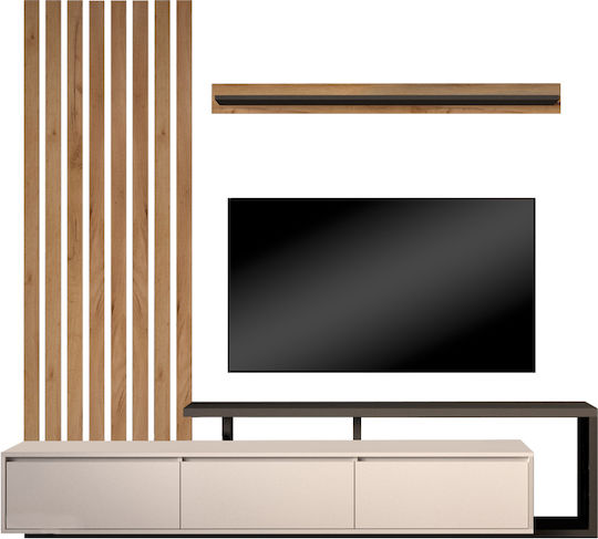 Wohnzimmer TV-Einheit Claironse Charcoal L225xB37.6xH210cm