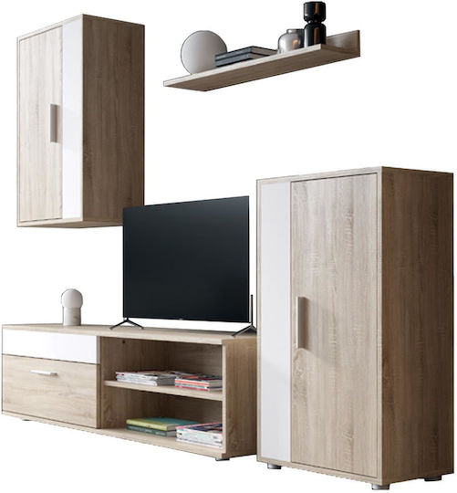 Unitate TV pentru sufragerie Zafira Sonoma / White cu iluminare L200xA35xÎ190buc Unitate TV pentru sufragerie Zafira Sonoma / White cu iluminare L200xA35xÎ190buc