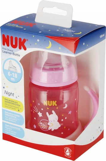 Nuk Bottle Εκπαιδευτικό Μπιμπερό Πλαστικό με Λαβές Ροζ 150ml