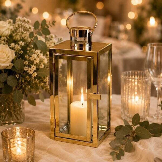 Kersten Metallic Lantern Gold 12x12x30cm