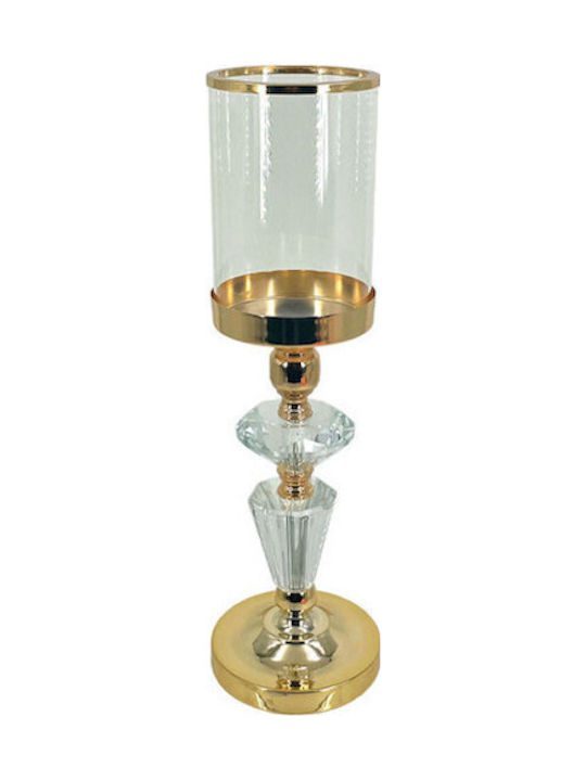 Marhome Candle Holder Crystal in Gold Color 12x12x40cm 1pcs