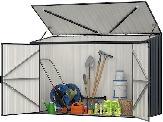 Metallisches Außen-Gartenhaus 193 X 86 X 127 Cm Wetterbeständig Grau Schloss Gt4195gr Costway