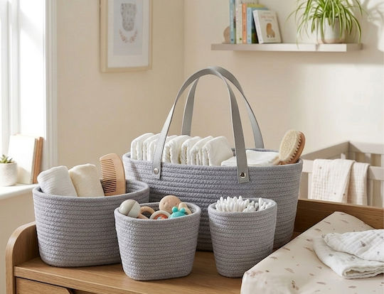 Koopman Coș Decorativ Din Paie Gri 35x25x18cm