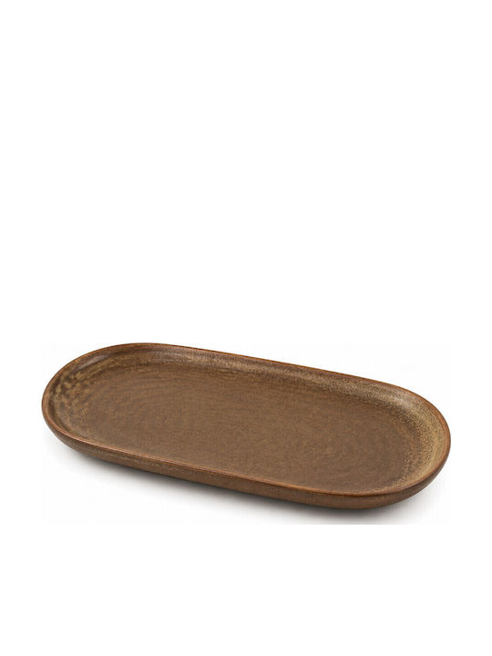 Yuk Serving Platter Oval made of Porcelain Gray 26x12.5cm