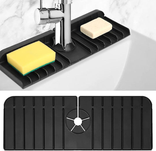 Black Plastic Kitchen Sink Organizer Base 37x13.7x1.8cm