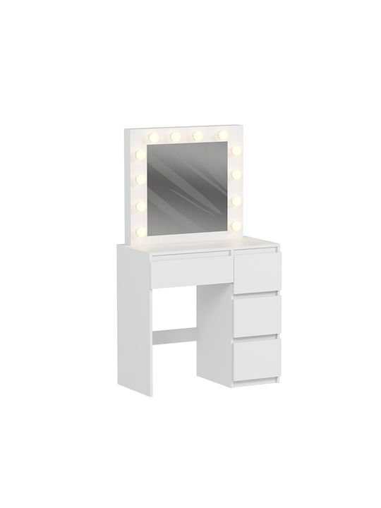 Schminktisch Keitlin Hölzern White mit Spiegel 80x20.35x140cm