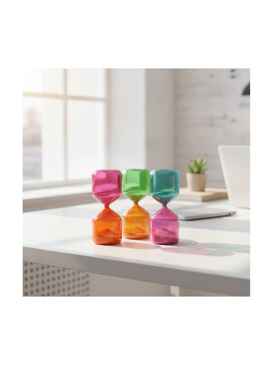 Clepsidră decorativă din sticlă lucrată manual 20 cm portocaliu verde