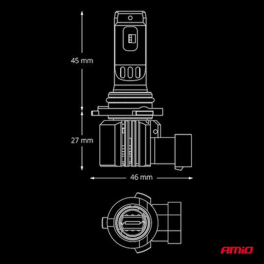 AMiO Λάμπες Αυτοκινήτου HB3 Canbus LED 6000K Ψυχρό Λευκό 12-24V 68W 2τμχ