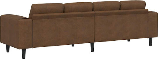 Corner Couch Artificial Leather Brown 250x77x76cm