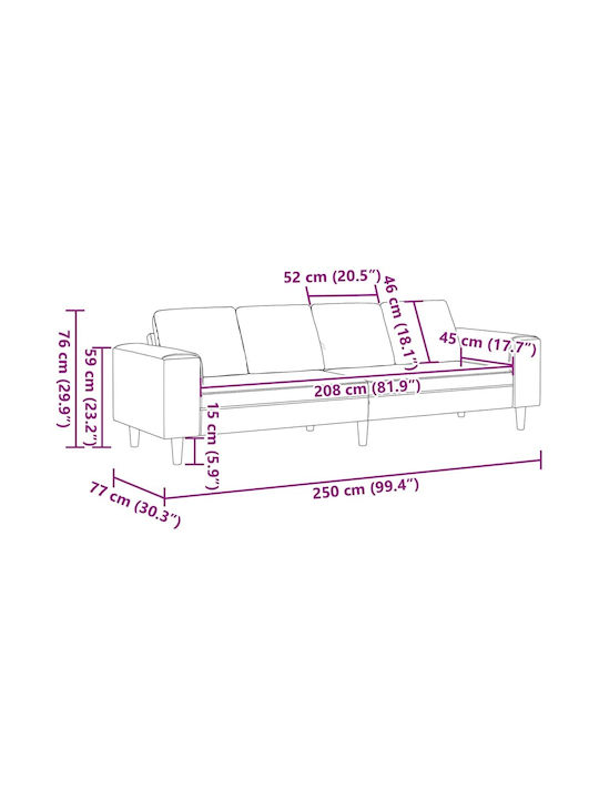 Γωνιακός Καναπές Δερματίνη Καφέ 250x77x76εκ.