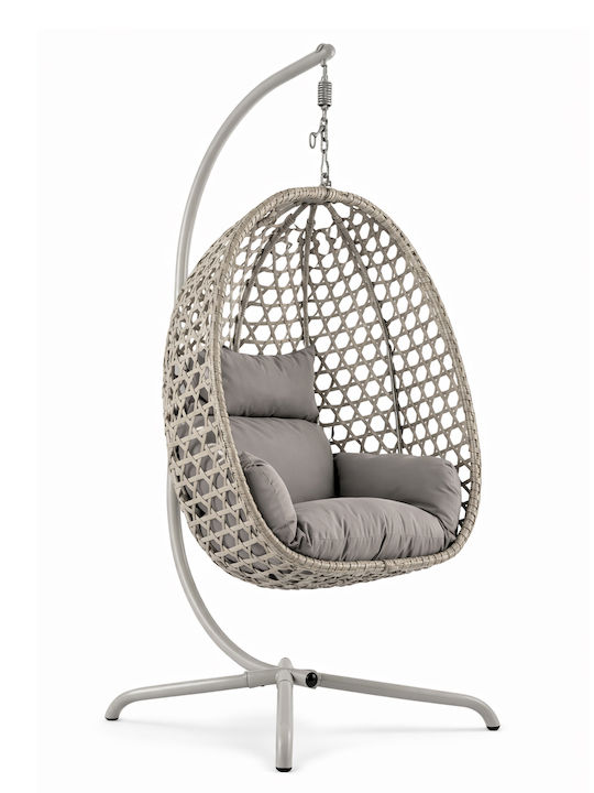 Κούνια Φωλιά με Βάση και Μαξιλάρι Rattan Μπεζ 94x63x116cm