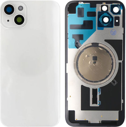 Apple Iphone 14 Plus Battery Cover Large Hole + Lens + Magsafe White Oem Logo