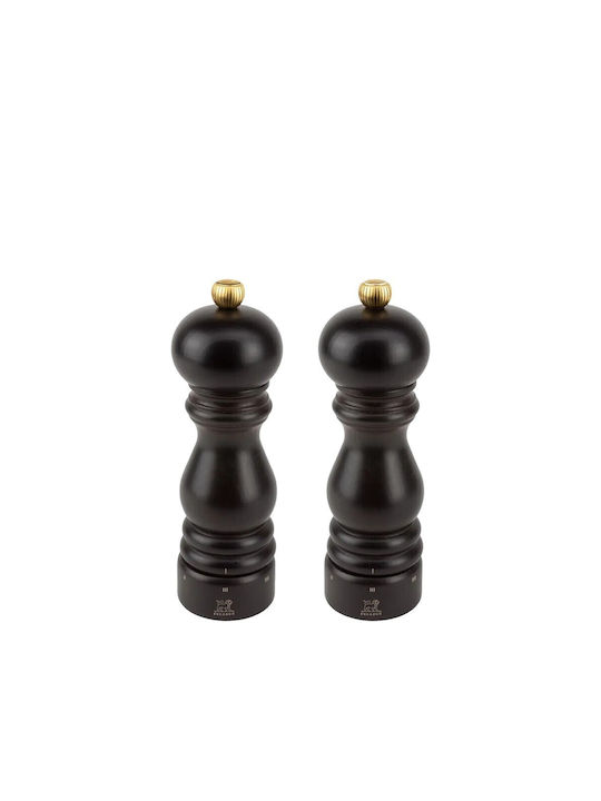 Peugeot Manual Spice Mill Set in Brown Wood 18cm 2 Pieces