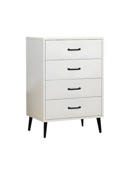 Comoda pentru Dormitor din Lemn & Metal Adrenile Alb cu Acoperire din Piele Ecologică 80x40x84buc