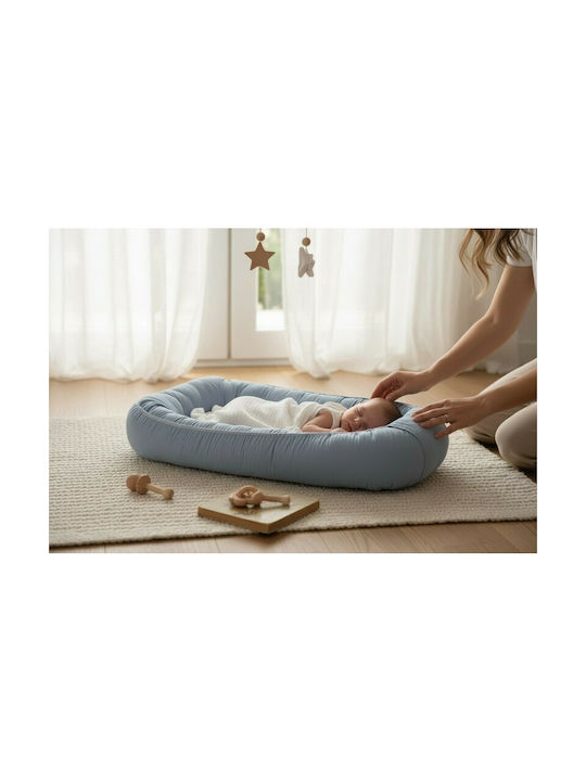 Qmini Perna Cuib Pentru Bebeluși Jeans 55x75 cm