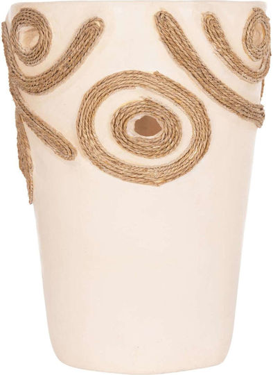 Decorative Vase Ceramic Beige Diameter 22cm