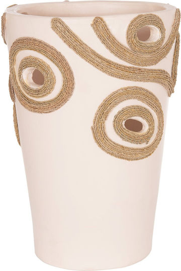 Decorative Vase Ceramic Beige Diameter 22cm