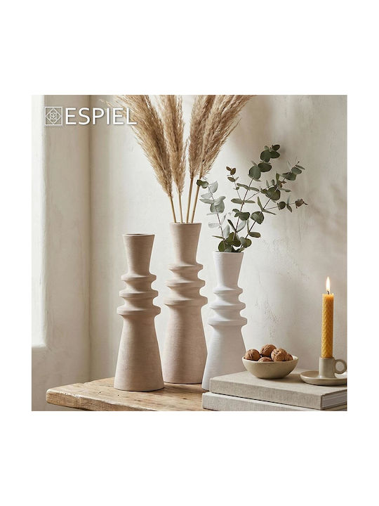 Espiel Decorative Ceramic Ecru Vase 14.3x14.3xH38.3cm