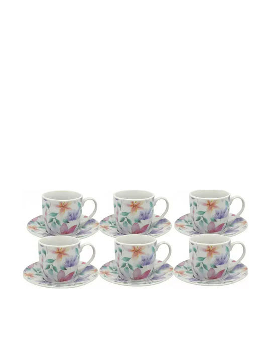 Ankor Set of Cups Coffee Porcelain Multicolored 110ml 6pcs