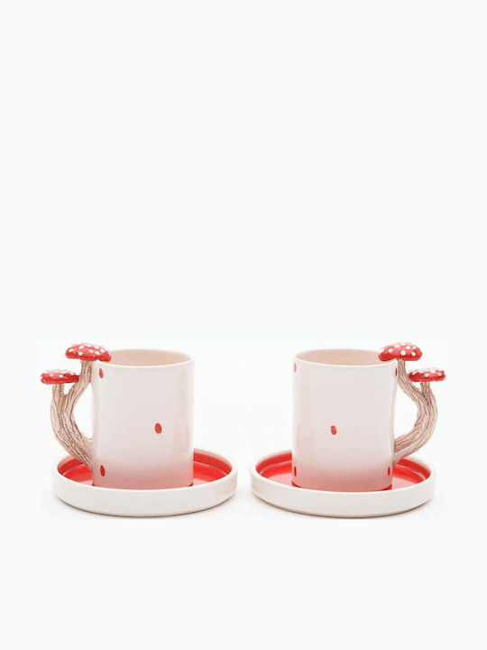 SteweHome Set Of Brown Ceramic Coffee Cups Brown 80ml 4 Pieces