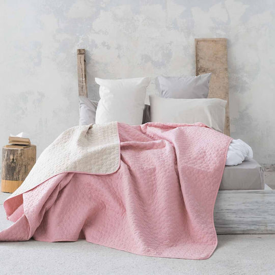 Nima Cerchio Κουβερλί Μονό Βαμβακερό Rouge Pink/Linen 160x240cm