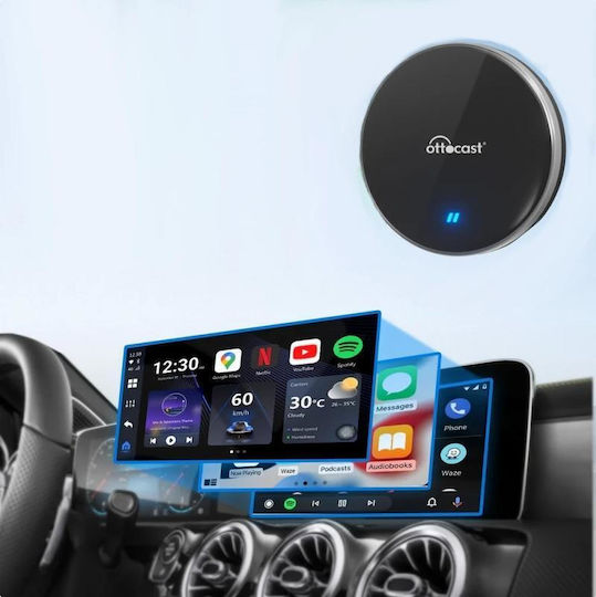Ottocast Безжичен Адаптер За Carplay Android Auto Ottoaibox P3 Lite Apple Iphone Android Серия Черен