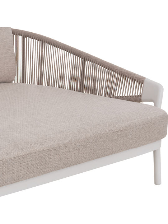 Bench Outdoor Metal White with Pillows 157x149x80cm