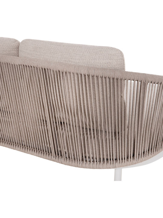 Bench Outdoor Metal White with Pillows 157x149x80cm
