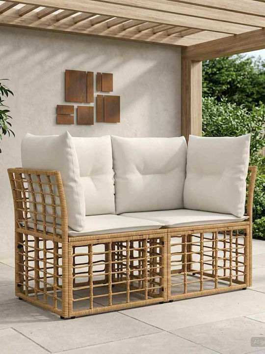 Canapea Cu Două Locuri De Exterior Din Rattan Cu Perne 122x62x70cm
