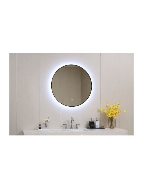 Inter Ceramic Στρογγυλός Καθρέπτης Μπάνιου Led 60x60cm Μαύρος