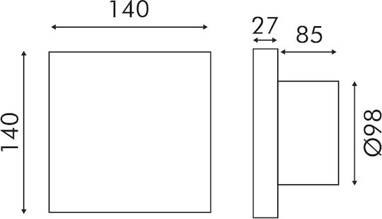 Aca Επιτοίχιος Εξαεριστήρας Μπάνιου 140mm Λευκός