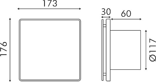 Aca Wandbadezimmer Ventilator 176mm Schwarzer