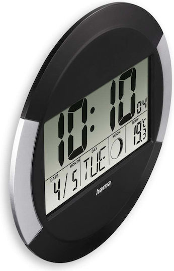 HAMA PP-245 Ceas De Perete Radio Digital Din Plastic Negru Ø24.5cm