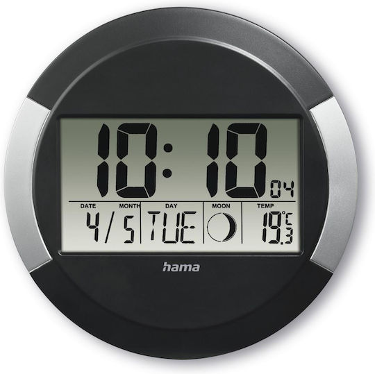 HAMA PP-245 Radio Wall Clock Ρολόι Τοίχου Ψηφιακό Πλαστικό Black Ø24.5cm