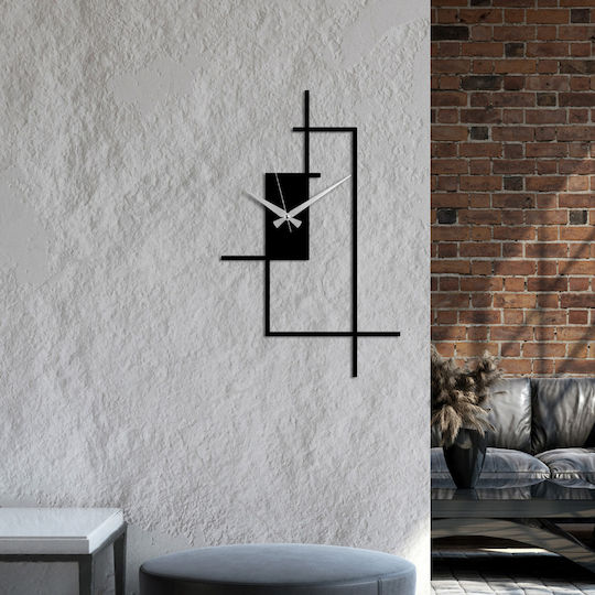 Wallity Ceas de Perete Metalic Negru 49x30cm