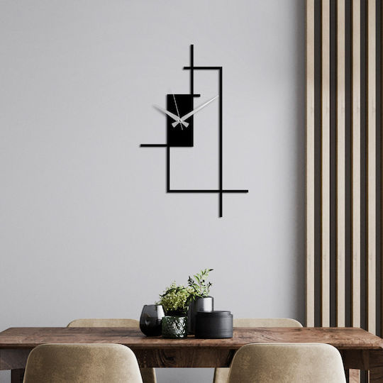 Wallity Ceas de Perete Metalic Negru 49x30cm