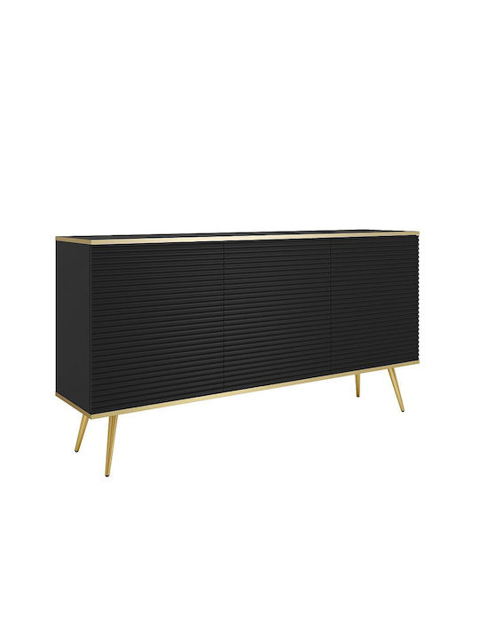 Oro Sideboard Holz P_Oro_KSZ160_MDF_Cz_GL Schwarz 160x39x85cm